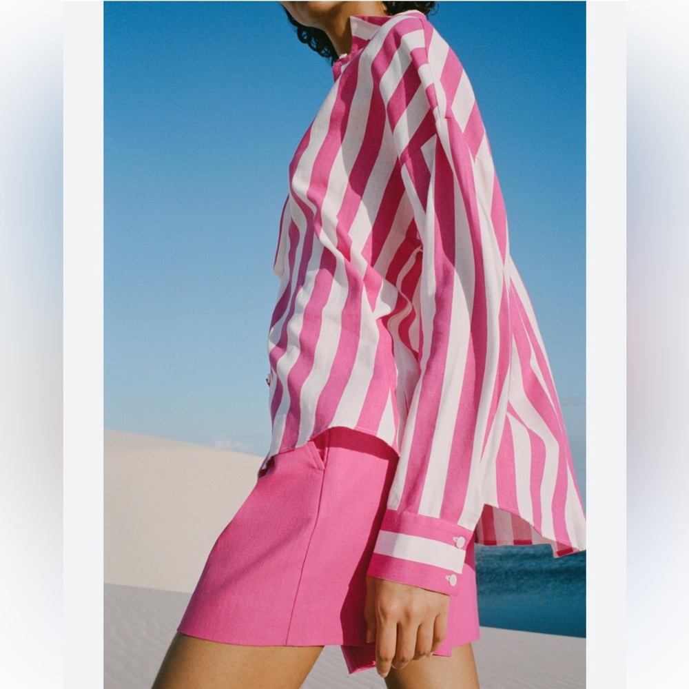 🌴 2 Piece Zara linen set With Button Blouse And Shorts